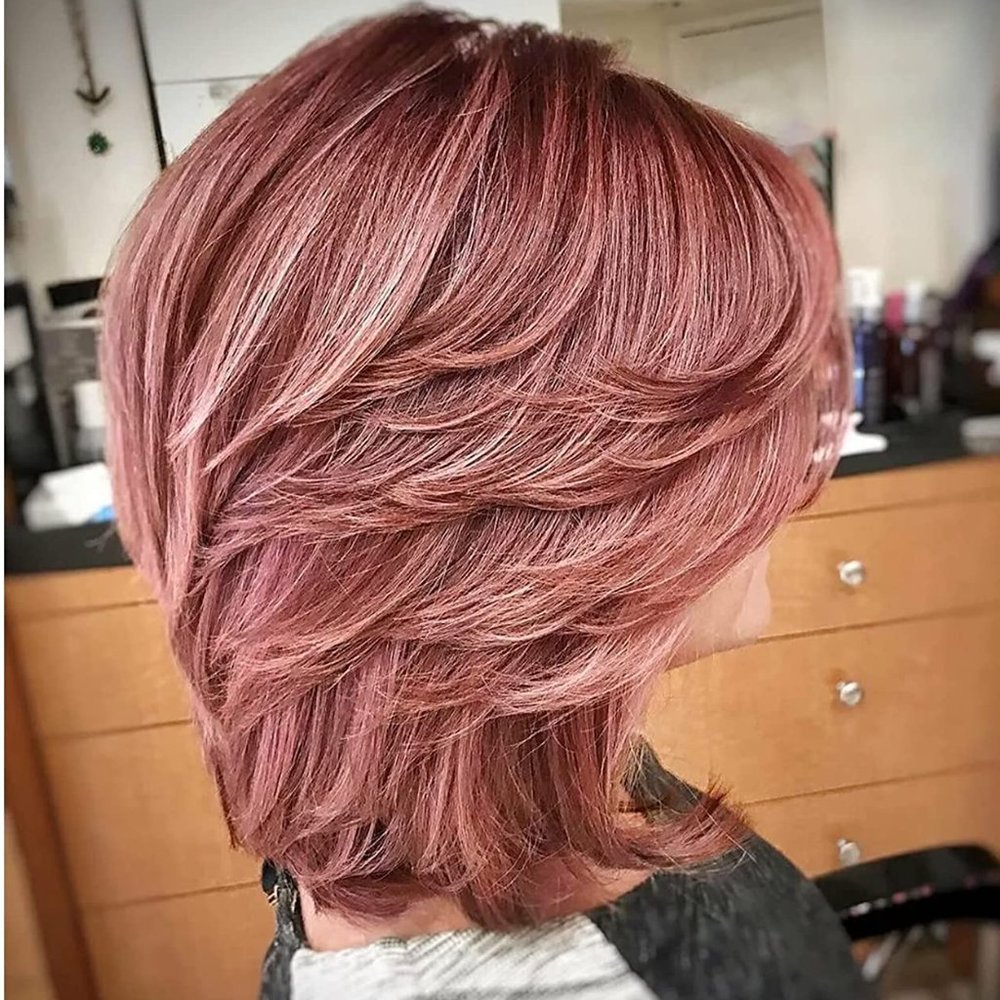 16 Inch Layered Pink Ombre Wig